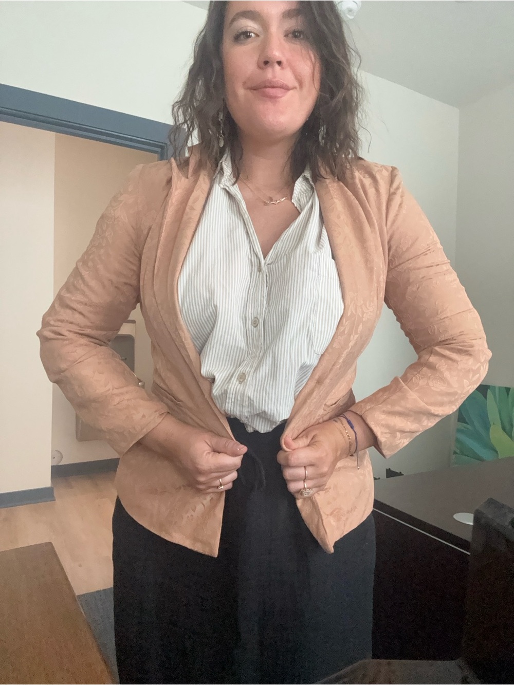 Vici Tan Textured Blazer Jacket